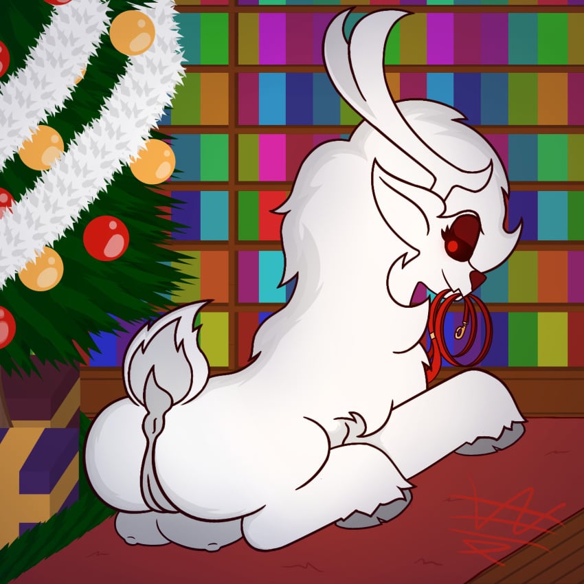 absurd_res anatomically_correct anatomically_correct_genitalia anatomically_correct_pussy animal_genitalia animal_pussy antlers anus ass big_butt bookshelf breasts christmas christmas_decorations christmas_tree crotch_breasts deer equine_anus equine_genitalia equine_pussy fallout_equestria female feral fur furniture genitals hasbro hi_res holidays hooves horn kreamie_tempest leash looking_at_viewer mammal my_little_pony new_world_deer nude plant presenting presenting_anus presenting_hindquarters presenting_pussy pussy reindeer smile solo tail teats tree watcoon