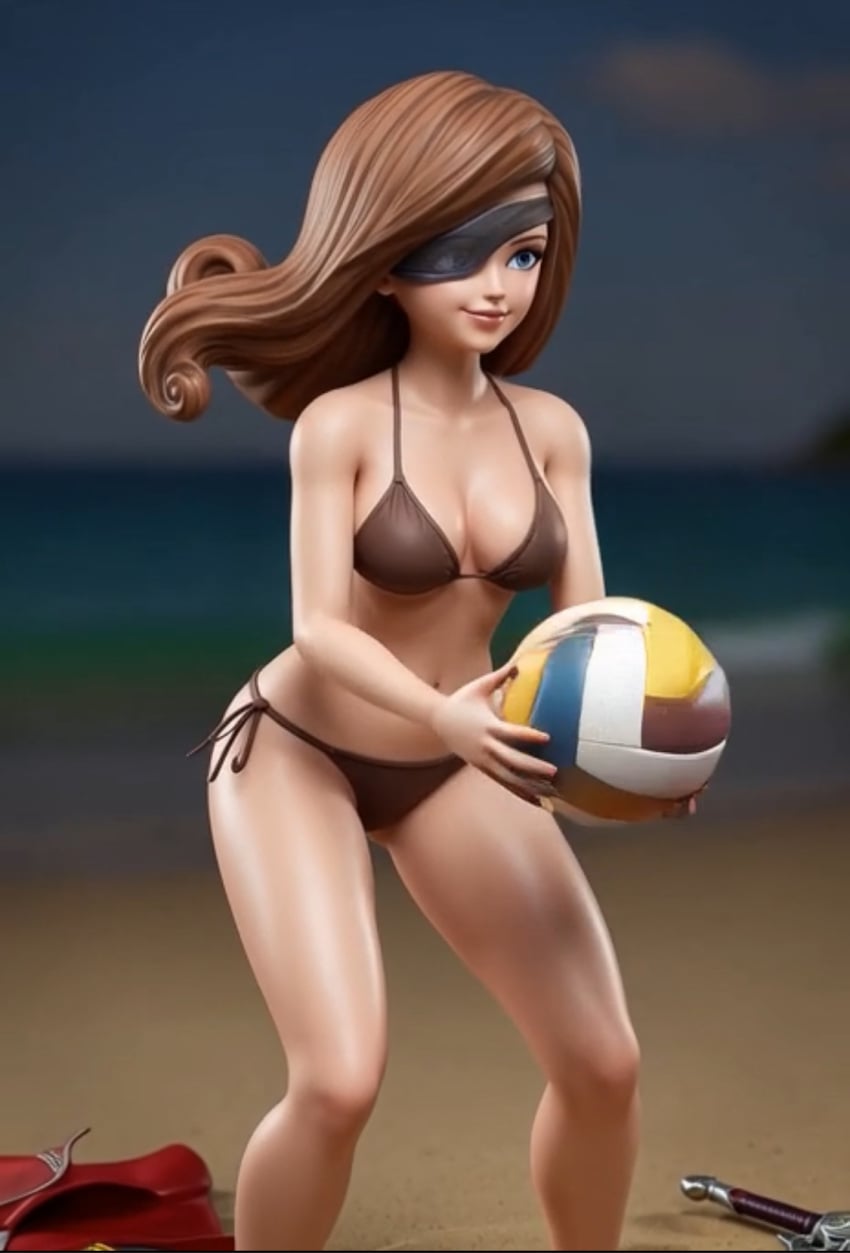 1girls 3d ai ai_art ai_generated beach beatrix_(final_fantasy) belly_button bikini bikini_bottom bikini_top breasts brown_bikini brown_bikini_bottom brown_bikini_top brown_hair clothes_on_ground eyepatch female female_focus female_only final_fantasy final_fantasy_ix navel quinzo11 self_upload square_enix standing standing_female sword sword_on_ground undressed volleyball volleyball_(ball)