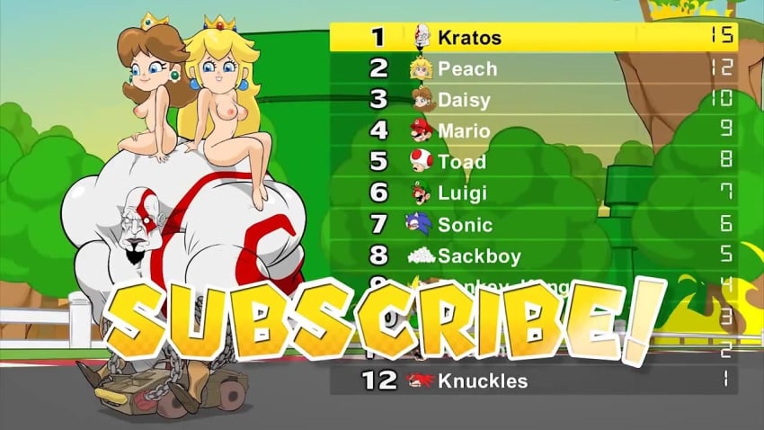 breasts casual donkey_kong donkey_kong_(series) edit female flashgitz human knuckles_the_echidna kratos luigi luke_skywalker male mario mario_(series) mario_kart mario_kart_8 nintendo nipples nude pale_skin princess_daisy princess_peach racist_mario sackboy sega sonic_(series) sonic_the_hedgehog sonic_the_hedgehog_(series) toad_(mario) uncensored vehicle yoshi