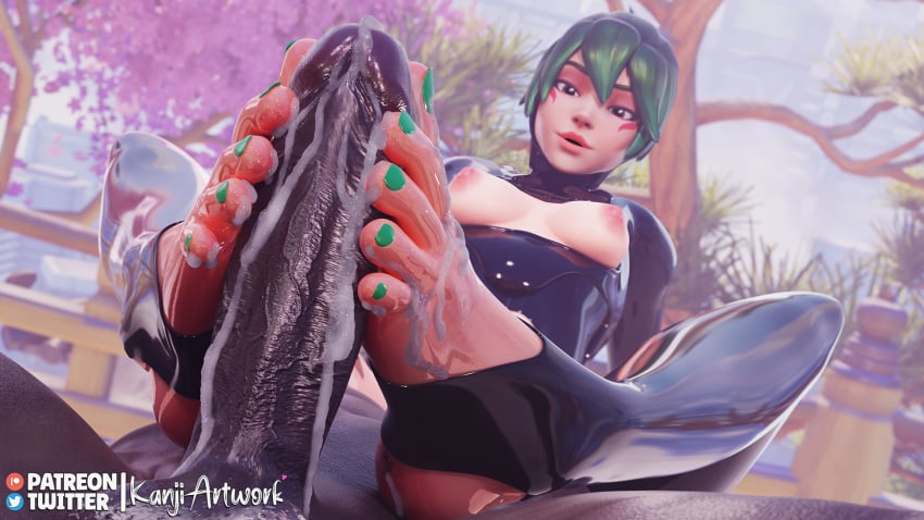 3d commission commission_art commissions_open cum cum_on_body cum_on_feet dark-skinned_male feet feet_focus feet_on_penis foot_fetish foot_focus footjob footwear interracial kanjiartwork kanjihentai kiriko_(overwatch) latex latex_armwear latex_bodysuit latex_gloves latex_legwear latex_stockings latex_thighhighs overwatch overwatch_2