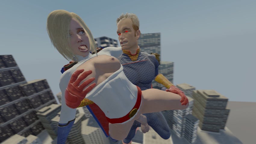 3d damsel_in_distress dc dc_comics flying flying_sex groping groping_breast homelander karen_starr power_girl rough_sex screaming supergirl superheroine the_boys