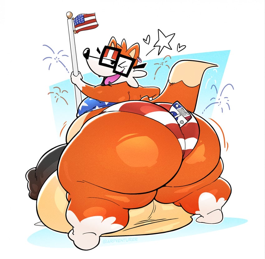 2024 american_flag american_flag_bikini anthro arfventurer ass balls big_balls big_butt big_penis bikini biped black_penis canid canine cheek_tuft clothed clothing cute_fangs dipstick_tail eyewear facial_tuft fivethirtyeight fivey_fox flag_bikini flagpole fox fur genital_raphe genitals glans glasses gloves_(marking) half-closed_eyes half-erect head_tuft heart_symbol hi_res huge_balls huge_butt huge_cock hyper hyper_balls hyper_genitalia hyper_penis male mammal markings motion_lines narrowed_eyes object_between_cheeks one_eye_closed open_mouth orange_body orange_fur penis pointy_ears prick_ears raphe_(anatomy) rectangular_glasses red_fox scrotal_raphe short_stack simple_background skimpy snout solo standing star swimwear tail tail_markings tongue true_fox tuft two-piece_swimsuit united_states_of_america voting white_body white_fur white_markings wink