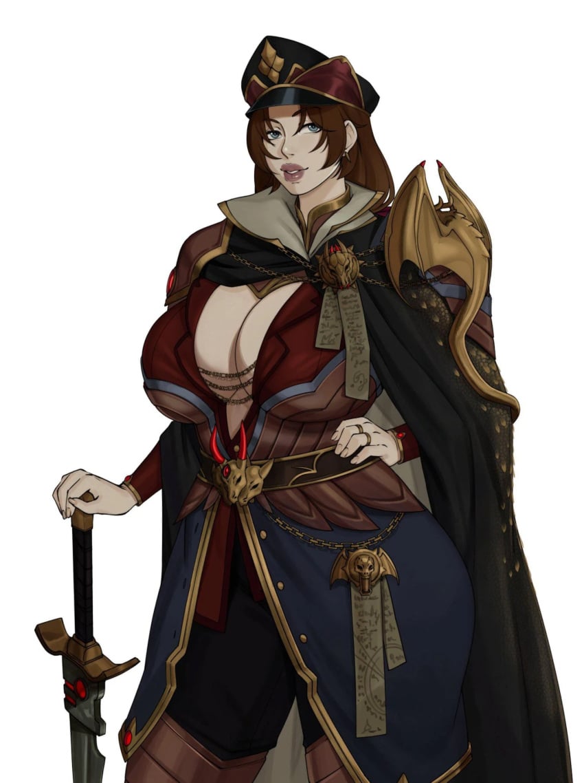 1girls artist_request astra_militarum big_breasts cleavage female female_only imperial_guard imperial_officer imperium_of_man solo solo_female tagme_(artist) warhammer_(franchise) warhammer_40k