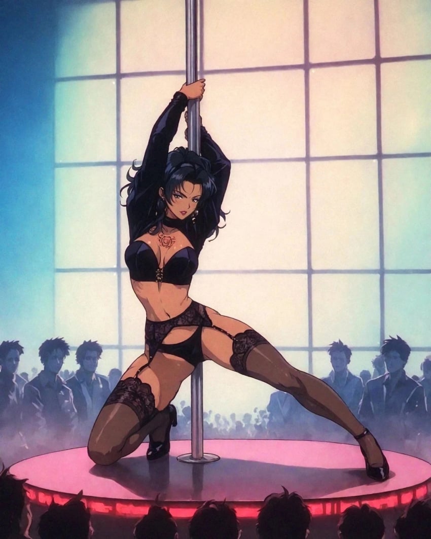 1girls ai ai_generated anime_style female official_style retro_artstyle stripper stripper_pole tagme toshihiro_kawamoto