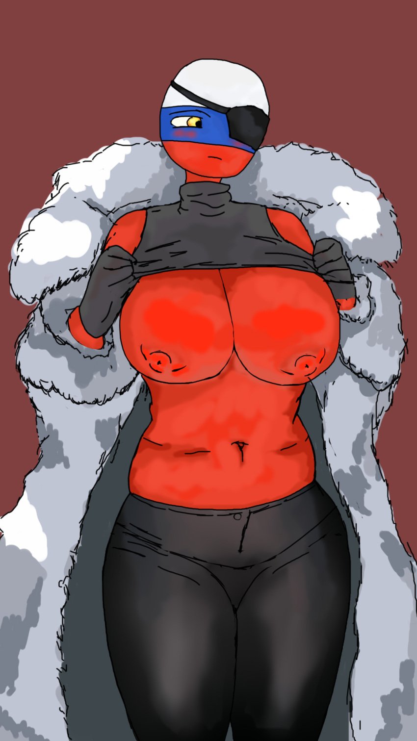 big_breasts blush breasts breasts breasts_out countryhumans countryhumans_girl eyepatch russia_(countryhumans) tagme tits_out