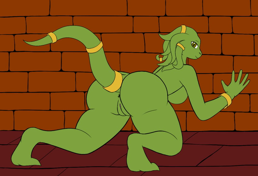 1girls anthro anus ass bent_over big_butt breasts female female_only green_skin hair jewelry lihzahrd lizard monster_girl naked naked_female noiverus nude nude_female pussy reptile scalie smile solo tentacle tentacle_hair terraria