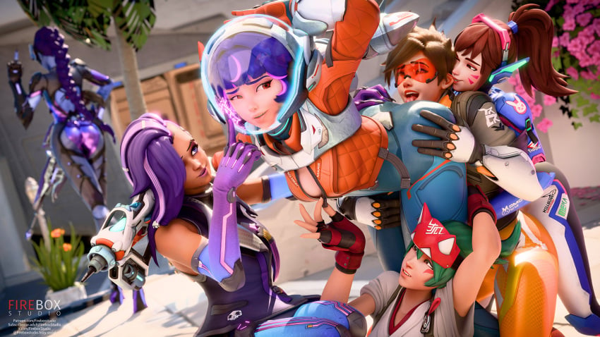 6girls ass breasts d.va fireboxstudio juno_(overwatch) kiriko_(overwatch) overwatch overwatch_2 sombra tagme tinted_eyewear tracer visor widowmaker