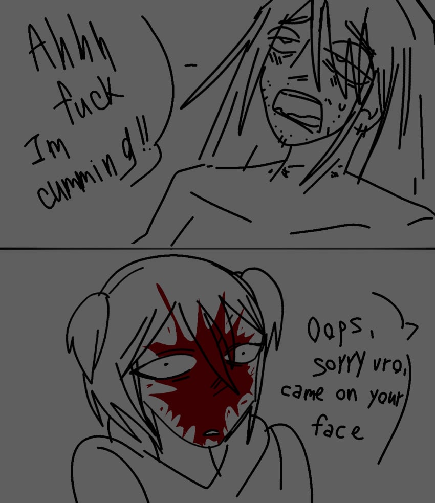1boy 1femboy 2boys blood_on_face cum_on_face funny gay meme yaoi