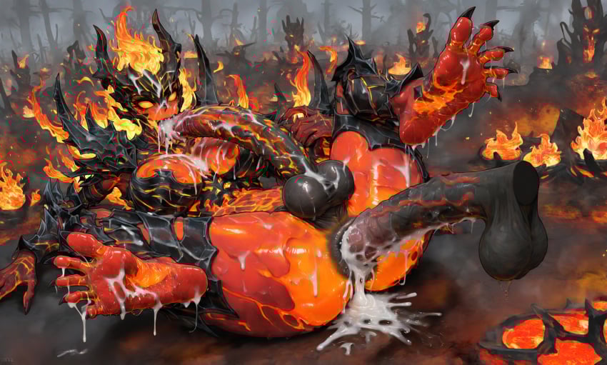 ai_generated anal autofellatio cum_in_ass cum_in_mouth dota_2 feet futanari futasoles intersex shadow_fiend