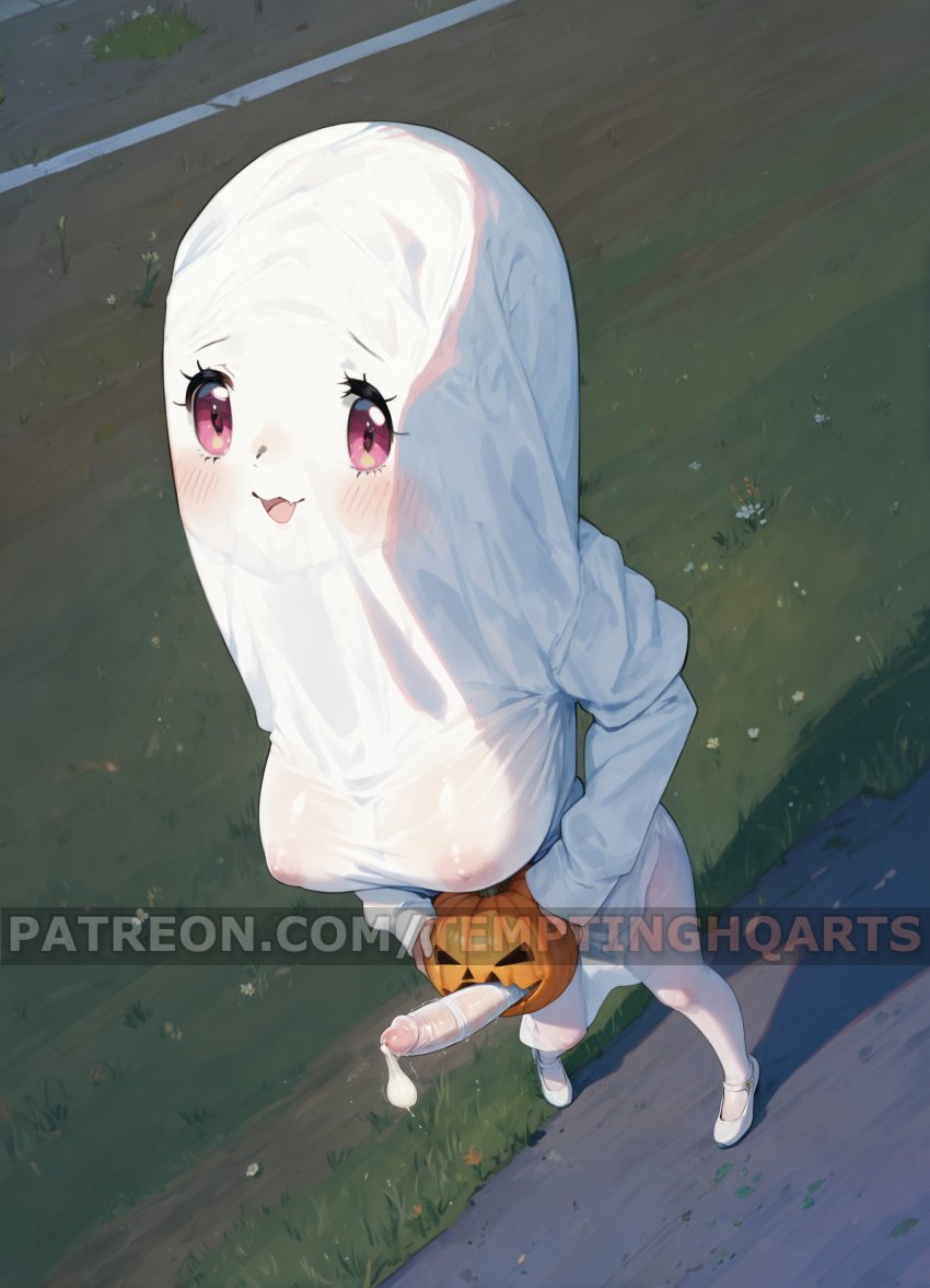 1futa ai_generated blush braless costume covered_body covered_breasts covered_head covered_nipples cum cum_in_clothes cum_in_clothing exhibitionism exhibitionist eyes_visible_through_headwear from_above fucking_pumpkin functionally_nude futa_only futanari ghost_girl grass halloween ineffective_clothing lawn long_penis looking_at_viewer masturbation no_bra no_panties no_underwear nude nude_futanari onahole open_mouth pathway patreon patreon_link patreon_url patreon_username public public_nudity pumpkin see-through see-through_clothing solo standing tagme temptinghqarts watermark white_outfit white_shoes