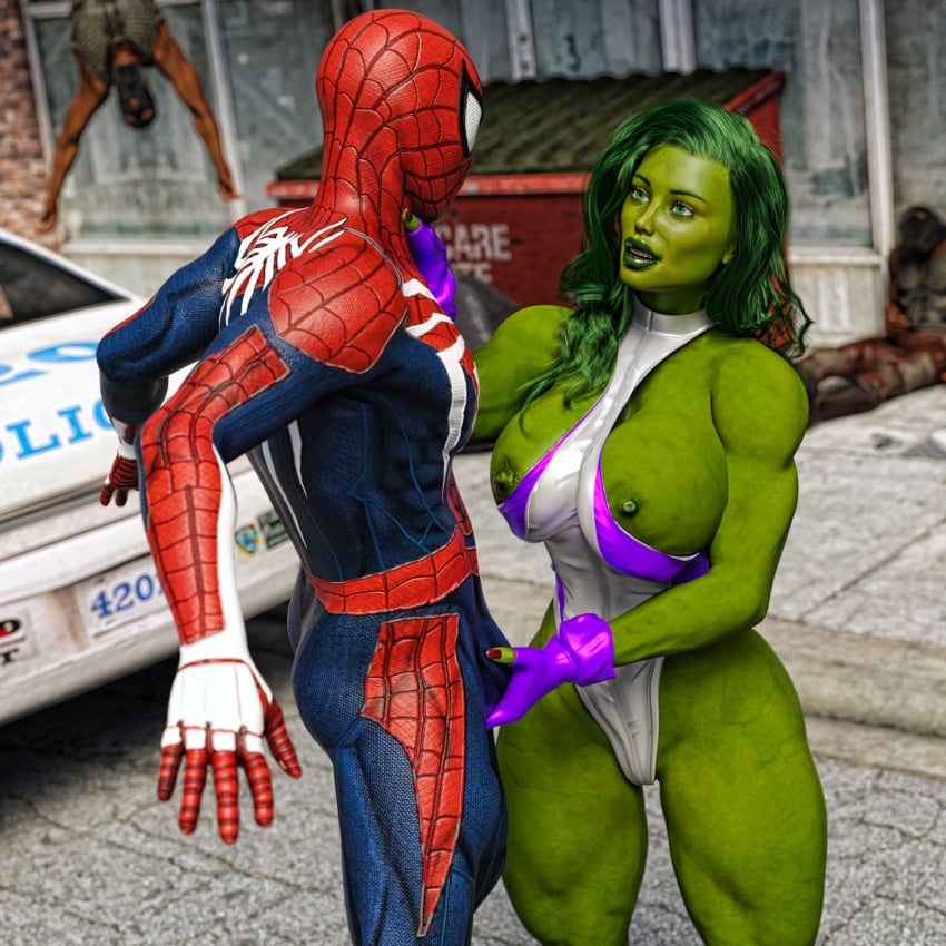 1boy 1girls 3d athletic athletic_female athletic_male big_ass big_breasts breasts bust busty chest curvaceous curvy curvy_figure female female/male female_focus fit fit_female fit_male green-skinned_female green_body green_eyes green_hair green_skin hero heroine hips hourglass_figure huge_ass huge_breasts hulk_(series) human jennifer_walters large_ass large_breasts legs light-skinned_male male male/female marvel marvel_comics mature mature_female mature_male peter_parker she-hulk spider-man spider-man_(series) straight superhero superheroine thick thick_hips thick_legs thick_thighs thighs voluptuous voluptuous_female waist wide_hips