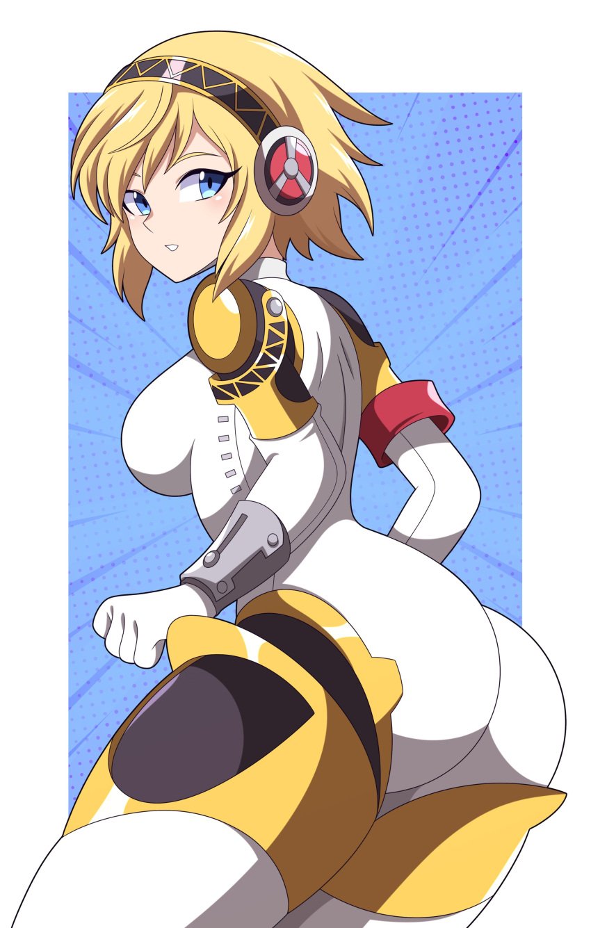 1girls absurd_res absurdres abysswatchers aigis_(persona) android android_girl ass atlus big_ass blue_eyes blue_eyes_female female female_focus female_only from_behind hi_res highres looking_back megami_tensei persona persona_3 pinup robot robot_girl sega short_hair short_hair_female sideboob sidelocks simple_background simple_shading solo solo_female solo_focus tagme thick_thighs thighs yellow_hair