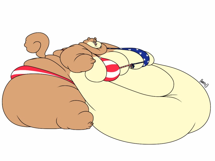 1girls american_flag_bikini anthro anthro_only ass batspid2 belly bikini breasts brown_fur fat female female_focus female_only furry hips hyper hyper_ass hyper_breasts immobile immobilization large_ass large_breasts morbidly_obese morbidly_obese_female nickelodeon obese obese_female overweight overweight_female rodent rodent_humanoid sandy_cheeks spongebob_squarepants squirrel squirrel_humanoid stomach thick_thighs thighs two_tone_fur weight_gain wide_hips