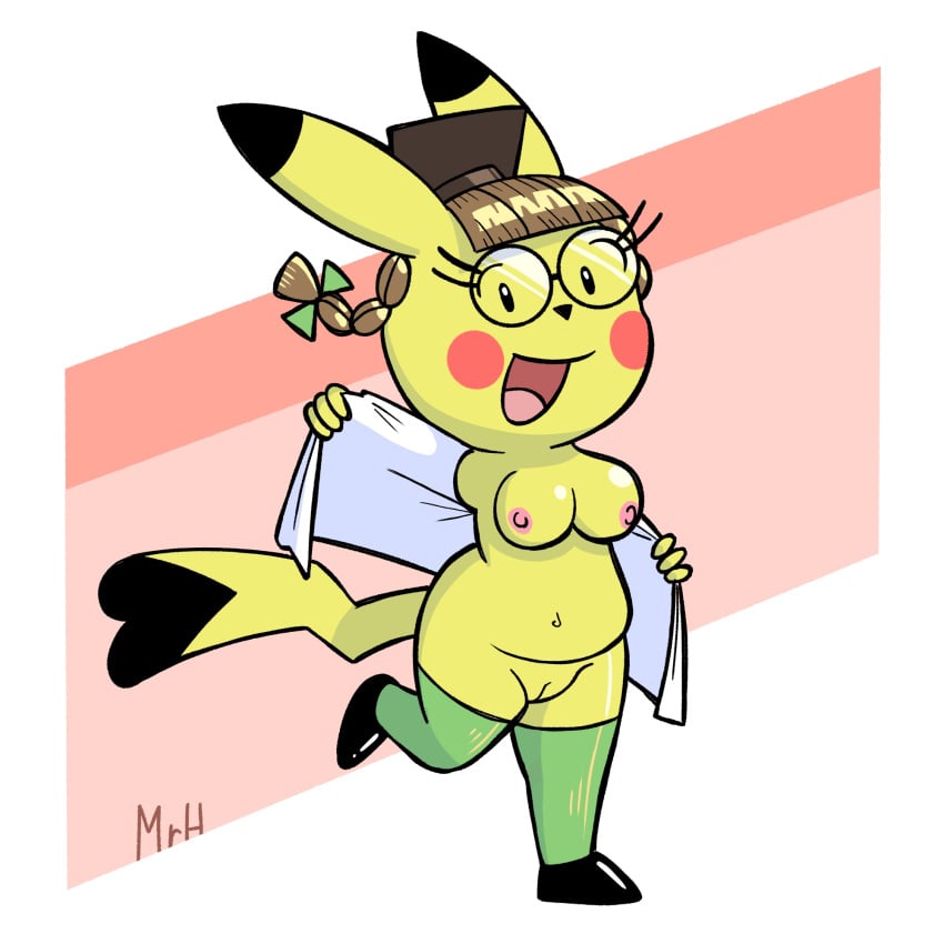 anthro anthro_only breasts chubby cosplay_pikachu el_senor_erizo female female_only furry furry_only glasses harinezumi_mr labcoat nude pikachu pikachu_ph._d pokemon pokemon_(species) pussy tagme