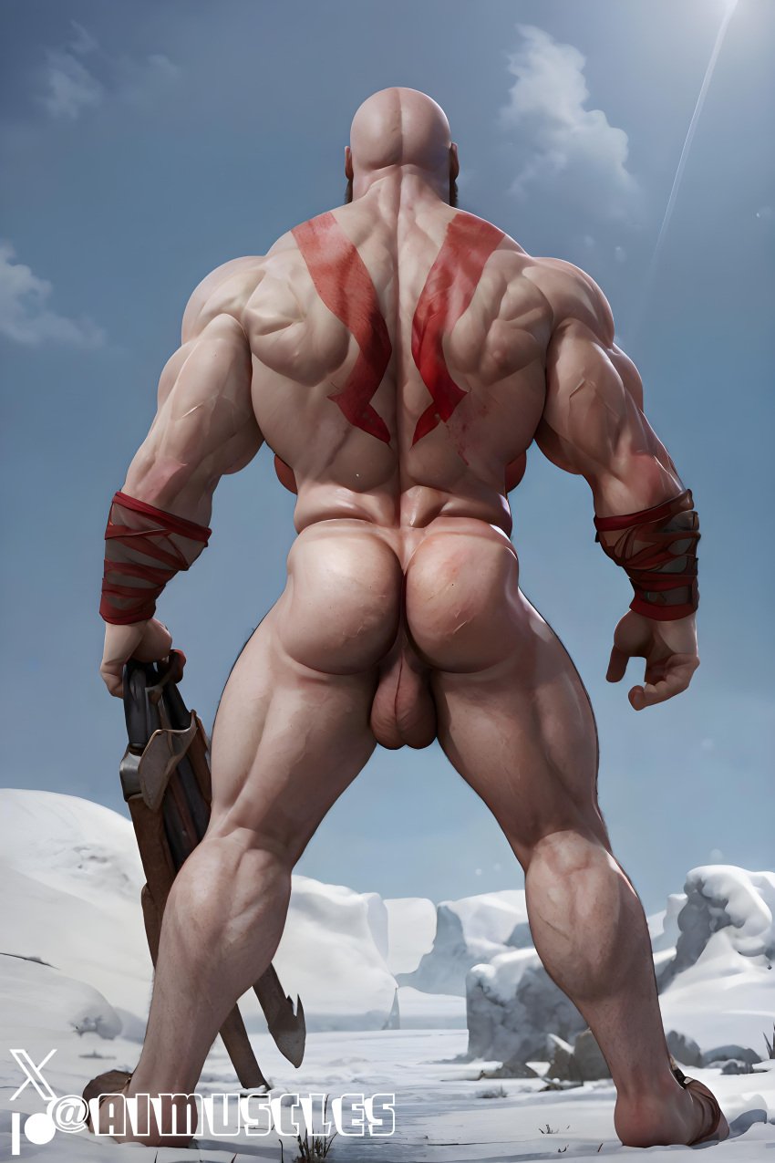 ai_generated aimuscles ass_focus ass_up ass_view bald bald_man bara beard big_ass big_butt bubble_ass bubble_butt completely_naked_male completely_nude completely_nude_male facial_hair god_of_war kratos large_ass large_butt male_focus male_only muscular muscular_arms muscular_ass muscular_back muscular_legs muscular_male naked naked_male nature nature_background nude nude_male nudity outdoor_nudity outdoors public public_exposure public_indecency public_nudity round_ass round_butt snow snowy_background solo_focus solo_male thick_ass thick_thighs