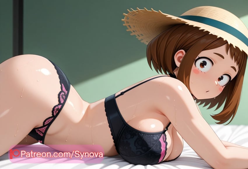 ai_generated beach big_ass big_breasts bikini boku_no_hero_academia my_hero_academia ochako_uraraka ryuuziken01 thick_thighs uraraka_ochako