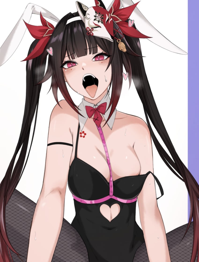 1girls black_hair black_hair_female female hair_ornament hair_ornaments honkai:_star_rail honkai_(series) legs_apart legs_spread looking_down looking_down_at_viewer mash medium_breasts namuhanka_tart open_mouth parted_lips petite pink_eyes pink_eyes_female sparkle_(honkai:_star_rail) spread_legs spreading_legs spreading_thighs tongue tongue_out twintails twintails_(hairstyle) upper_teeth