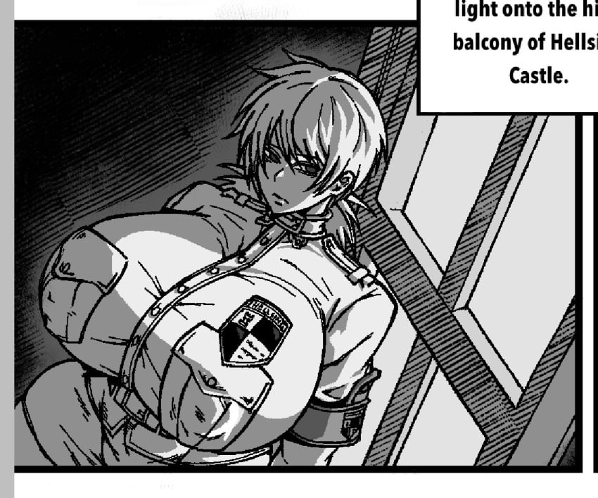 1girls artist_request curvy female hellsing huge_breasts monochrome seras_victoria tagme