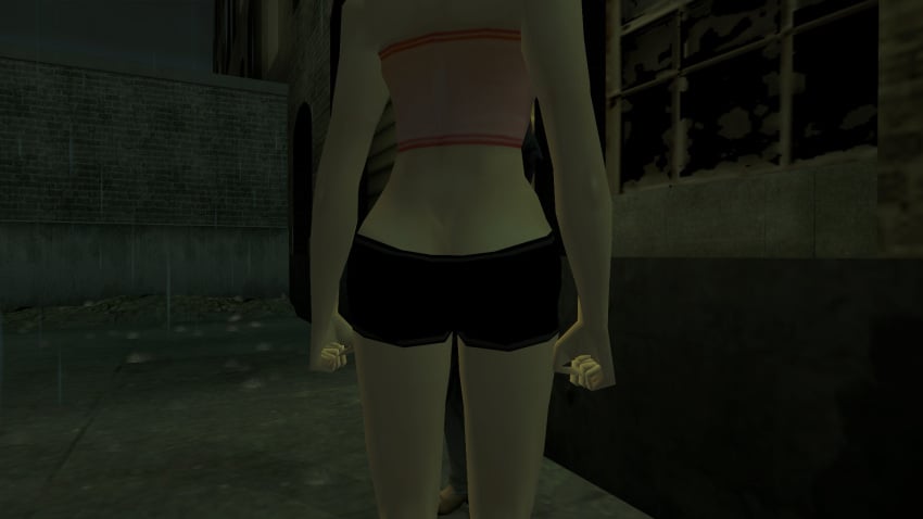 3d ass ass_focus hitman hitman_contact_(2004) hooker io-interactive official_art pink_clothing pink_hair prostitution rain raining screenshot see-through see-through_top video_games white_skin whore