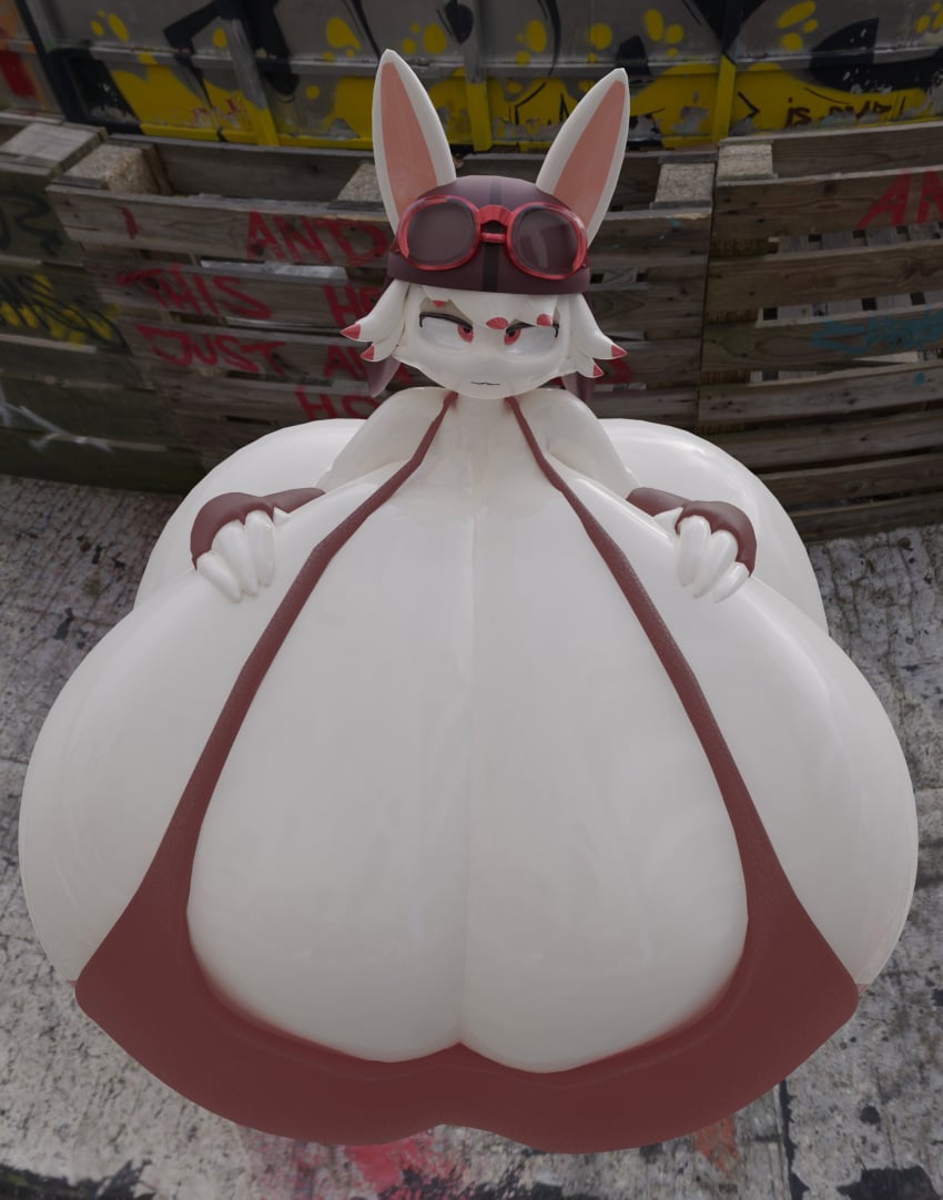 anthro apron ass big_ass big_breasts breasts breasts_bigger_than_head female female_focus female_only front_view furry goggles hand_on_breast huge_ass huge_breasts hyper kan_(ian_nyang666) looking_at_viewer looking_up massive_ass massive_breasts tagme top_view white_body white_skin zaclyn
