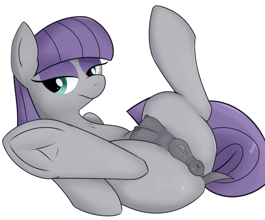 2015 anatomically_correct anatomically_correct_pussy animal_genitalia anus ardupi ass crotchboobs equine equine_pussy female friendship_is_magic furry furry_only grey_fur hair half-closed_eyes hooves horse looking_at_viewer lying mammal maud_pie maud_pie_(mlp) my_little_pony non-anthro on_back pony puffy_anus purple_hair pussy simple_background solo spread_legs spreading tail_dock underhoof white_background