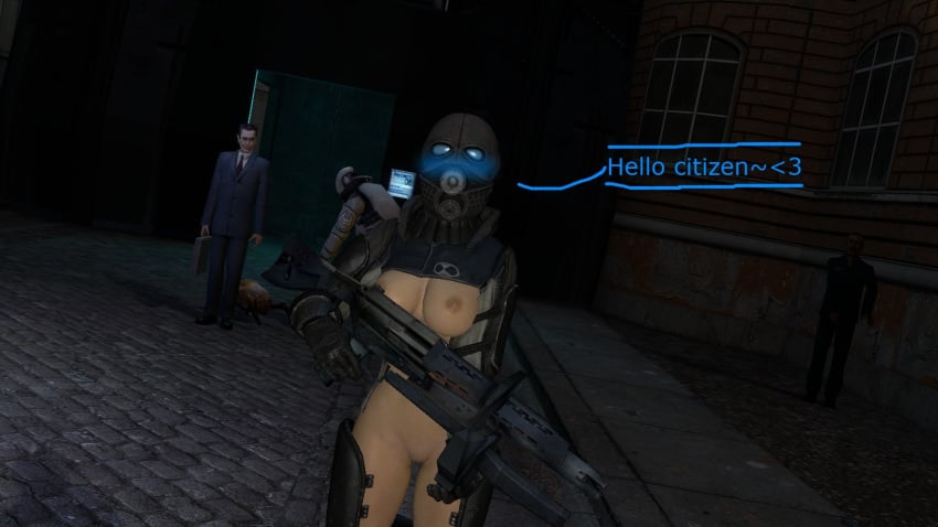 ar2 blush breasts citizen combine combine_elite combine_soldier female_combine_soldier functionally_nude_female gman half-life half-life_2 headcrab military_uniform naked uniform vagina