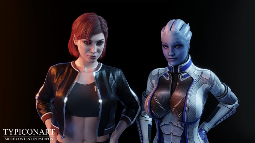 3d alien alien_girl alien_humanoid big_ass big_breasts big_butt big_nipples bimbo bimbofication bioware blender blender_(software) breasts clothing female female_focus femshep liara_t'soni mass_effect smile smiling typiconart