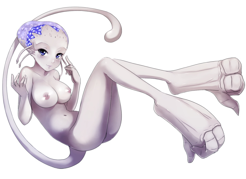 alien alien_girl blue_eyes breasts character_request female female_only missnips nipples nude solo tail