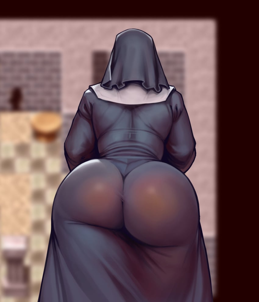 1female 1girls ai_generated ass big_ass big_booty big_butt boobsgames booty female female_focus female_only huge_ass huge_booty huge_butt large_ass large_booty large_butt nun nun_hat nun_outfit slop tagme