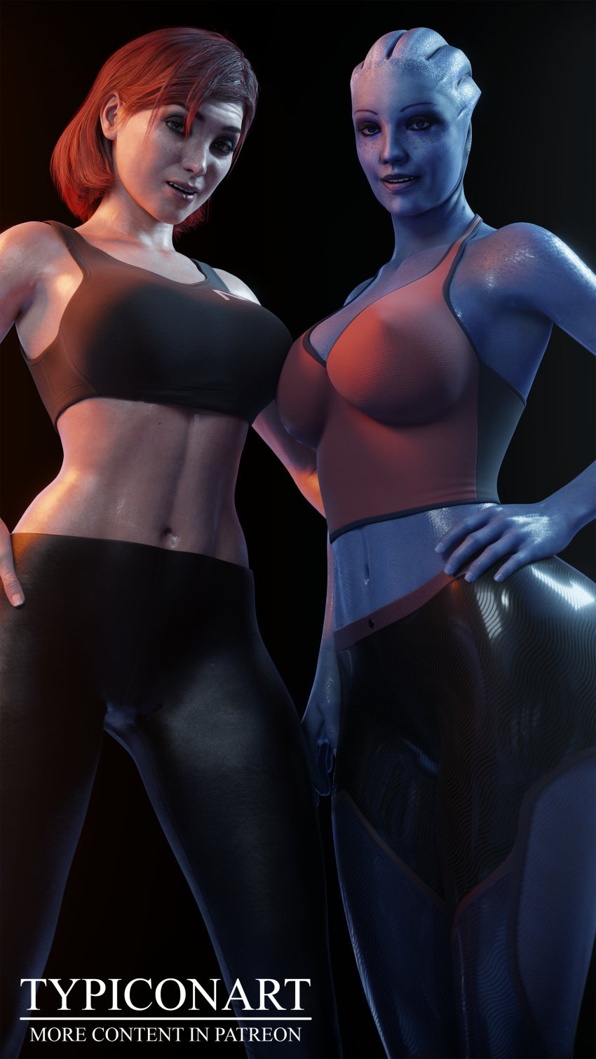 3d alien alien_girl alien_humanoid big_ass big_breasts big_butt big_nipples bimbo bimbofication bioware blender blender_(software) breasts clothing female female_focus femshep liara_t'soni mass_effect smile smiling standing typiconart