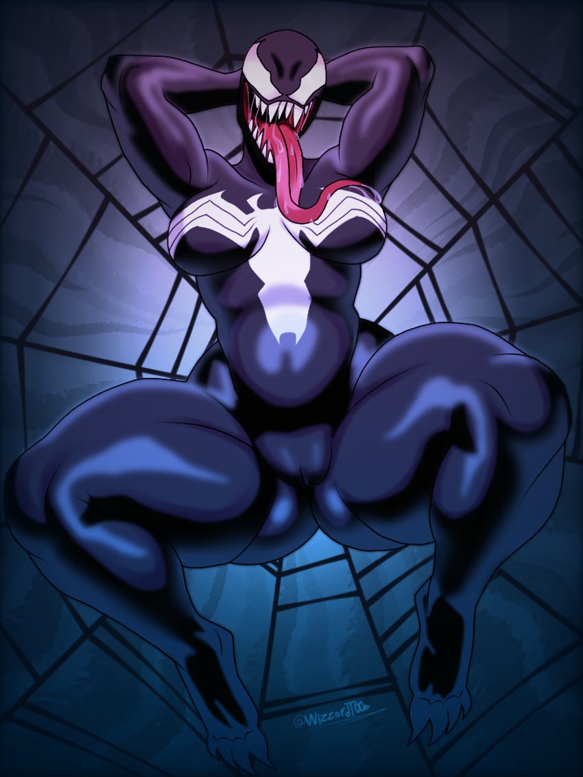 ass_visible_through_thighs big_ass big_breasts big_butt big_thighs bubble_butt cartoonwizzard chubby_female female huge_thighs marvel marvel_comics milf open_legs open_mouth she-venom showing_pussy spider-man_(series) thick_thighs tongue_out venom venom_(marvel)