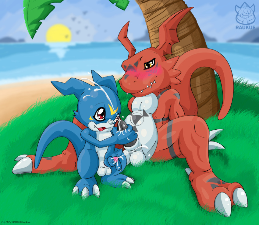 anthro digimon furry guilmon male_only raukue tagme veemon