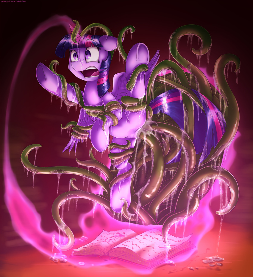 alicorn book bound equine female feral friendship_is_magic glowing hair hooves horn magic mammal my_little_pony open_mouth otakuap penetration purple_eyes pussy restrained solo spread_legs spreading tentacle twilight_sparkle_(mlp) underhoof vaginal_penetration vaginal_penetration wings