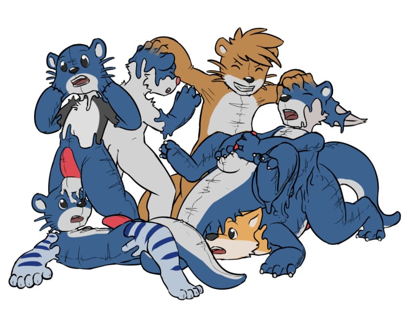 assimilation forced furry group group_sex mammal mustelid orgy otter rei98 rubber sex transformation