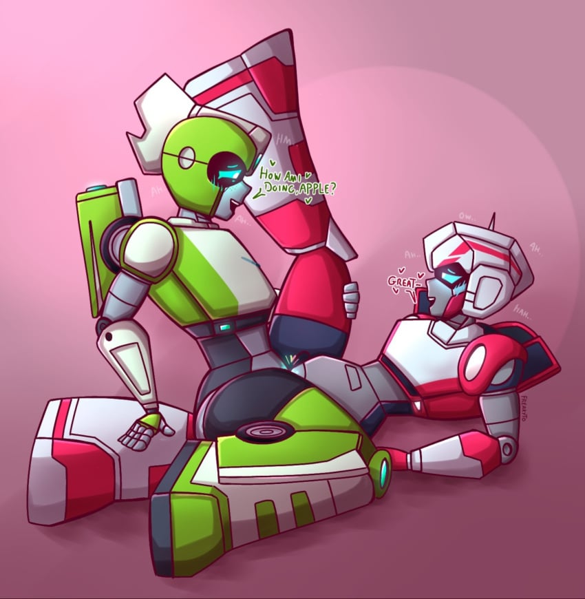 2d 2girls arcee color cute dialogue english_text female female_only freakyyto greenlight lesbian lesbian_sex looking_pleasured robot robot_girl scissoring self_upload sex text transformers tribadism wholesome_sex yuri