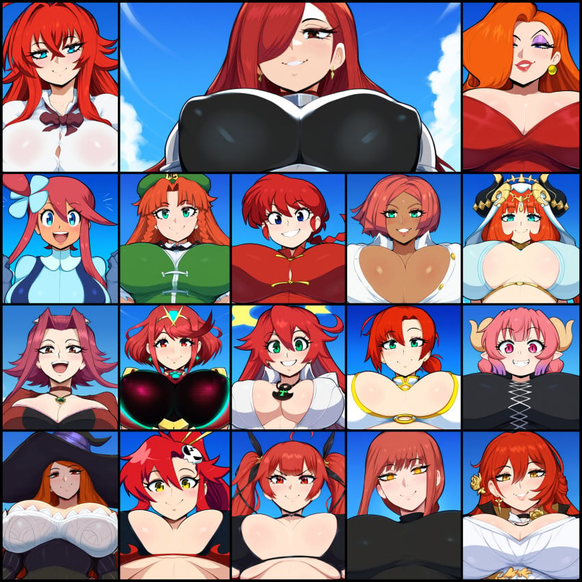 18girls azur_lane big_breasts chainsaw_man cleavage collage covered_nipples crossover dark-skinned_female dark_skin dragon's_crown erza_scarlet fairy_tail fate/grand_order fate_(series) genshin_impact giovanna_(guilty_gear) guilty_gear high_school_dxd himeko_(honkai:_star_rail) hong_meiling honkai:_star_rail honolulu_(azur_lane) huge_breasts ilulu_(dragon_maid) izayoi_aki jack-o'_valentine jessica_rabbit kobayashi-san_chi_no_maidragon large_breasts makima_(chainsaw_man) mullon nilou_(genshin_impact) pokemon pokemon_bw pyra_(xenoblade) ranma-chan ranma_1/2 red_hair red_hair_female rias_gremory skyla_(pokemon) sorceress_(dragon's_crown) tengen_toppa_gurren_lagann top_heavy touhou trait_connection who_framed_roger_rabbit xenoblade_(series) xenoblade_chronicles_2 yoko_littner yu-gi-oh! yu-gi-oh!_5d's