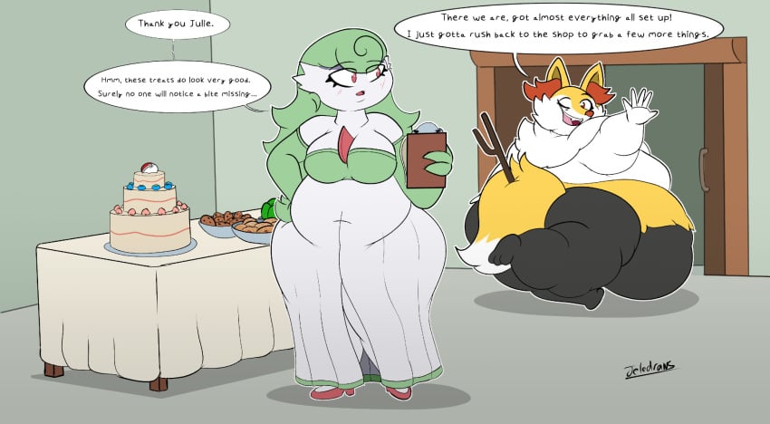 bbw big_ass big_breasts braixen breasts bubble_butt cleavage female gardevoir huge_ass huge_breasts jeledraws overweight pokemon pokemon_(species) tagme thick_thighs wide_hips