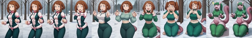 ai_generated amelieai ass_expansion breast_expansion female hair_color_change hair_growth human_to_pokemon large_ass large_breasts lip_expansion lips mewtwo my_hero_academia ochako_uraraka pokemon pokemon_(species) thick_thighs thigh_expansion transformation transformation_sequence wide_hips