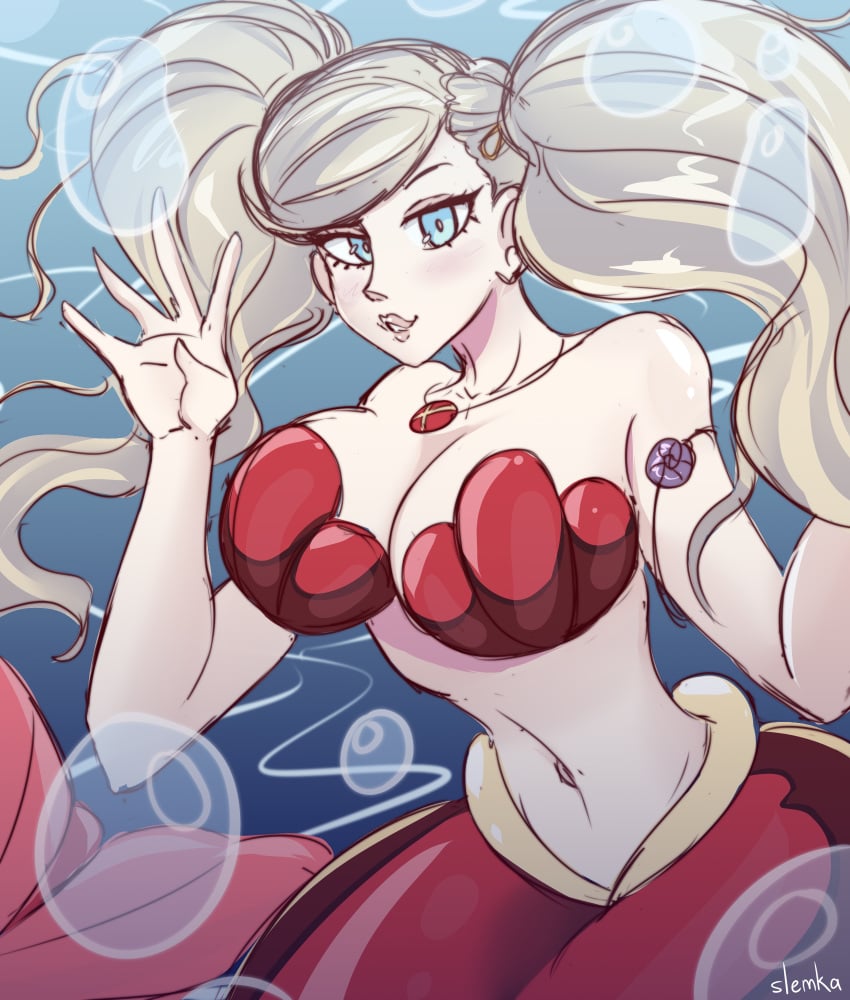 ann_takamaki big_breasts cleavage female_only large_breasts mermaid navel persona persona_5 slemka solo solo_female