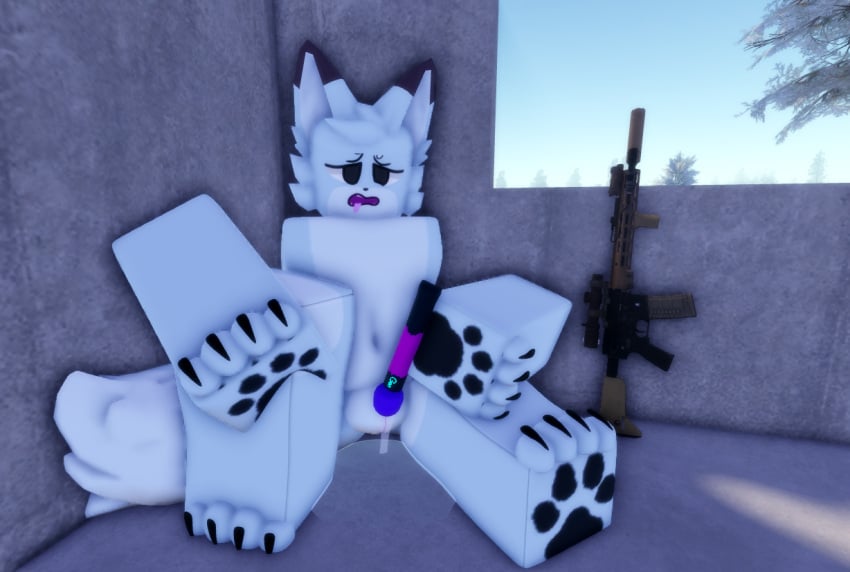 1cuntboy 3d andromorph anthro arctic_fox cuntboy fox furry gun intersex looking_pleasured masturbating pink_pussy pussy_juice pussy_juice_drip ravenuwu roblox robloxian self_upload super_animal_royale tagme vibrator_wand