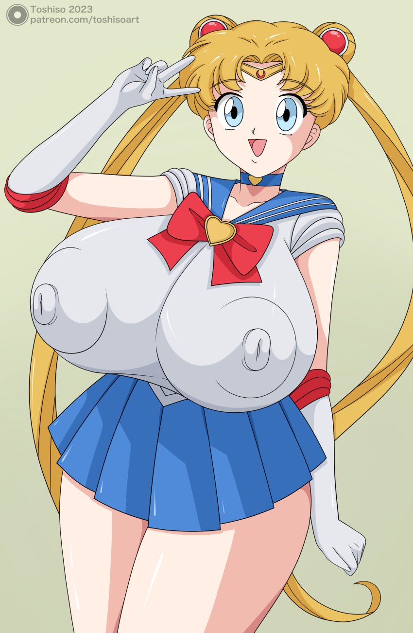 big_breasts bishoujo_senshi_sailor_moon clothing erect_nipples erect_nipples_under_clothes gigantic_breasts huge_ass huge_breasts large_breasts sailor_moon skirt solo toshiso usagi_tsukino