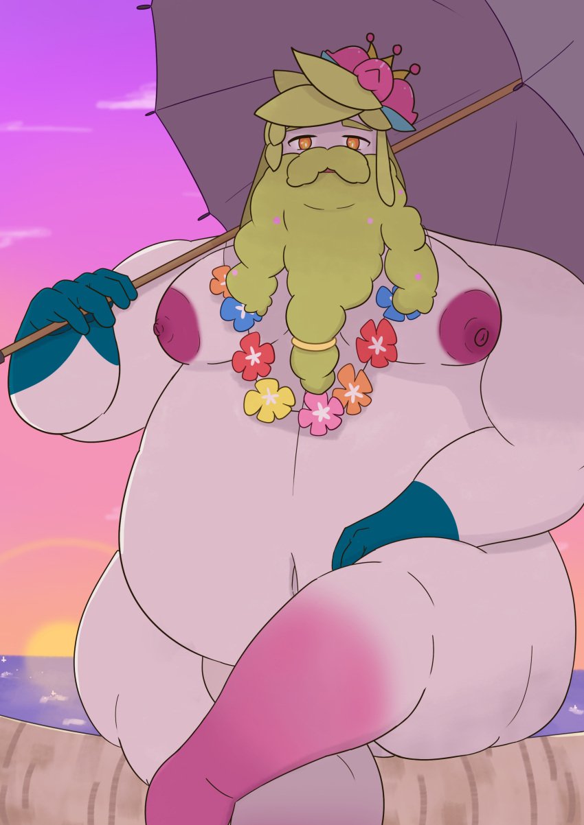 bakablue bara beach beard crossed_legs daddy elegant fat fat_man flower gay lilligant moustache pogaydad summer sunset umbrella