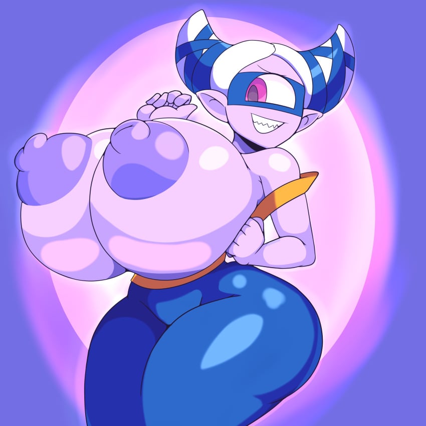 breasts cyclops female female_only ghost ghost_girl iggy-bomb insomni nipples purple_eyes purple_skin sharp_teeth tagme white_hair yo-kai_watch