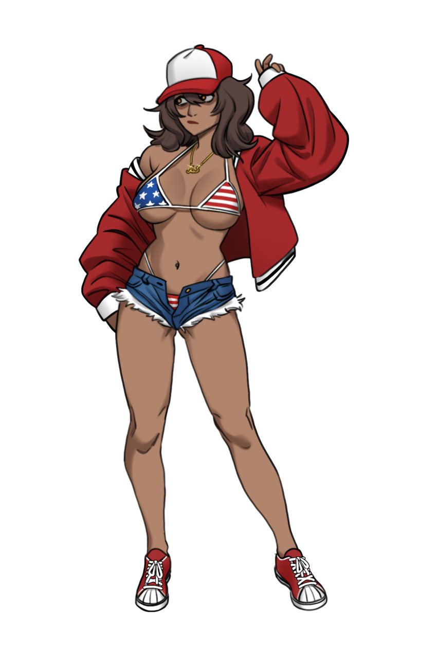 american_flag_bikini ashmount big_ass big_tits bikini bleepideeboop blue brown_body brown_eyes brown_hair brown_skin brown_skinned_female coat dark-skinned_female denim_shorts hairy_vagina hat heroine jean_shorts kamala_khan large_breasts legs marvel marvel_comics ms._marvel ms._marvel_(kamala_khan) muslim muslim_female necklace nerd nerdy_female new_york pakistani pakistani-american pakistani_female panties red red_jacket shoes shorts slut_collar superheroine tits white_background young younger_female