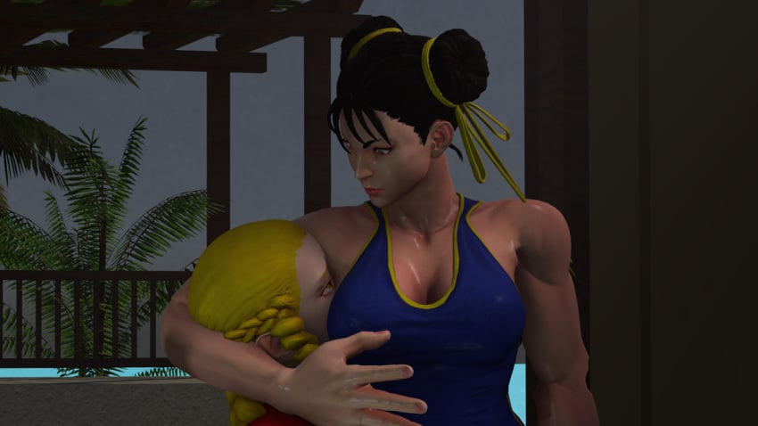 3d 3d_(artwork) armpit_licking armpit_sniffing armpit_sweat armpits asian blonde_hair chun-li dizzy domination femdom karin_kanzuki muscular muscular_female sexy_armpits smell smell_fetish smelly source_filmmaker street_fighter street_fighter_6 sweaty_armpits taller_girl tank_top yuri