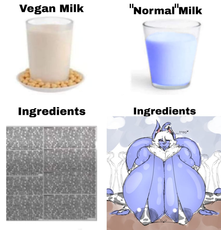 absol big_breasts big_tits blue_body blue_skin breastmilk cowprint cowprint_lingerie huge_breasts huge_tits meme milk naisha_(nicolaowo) nicolaowo normal_milk pokemon pokemon_(species) white_hair