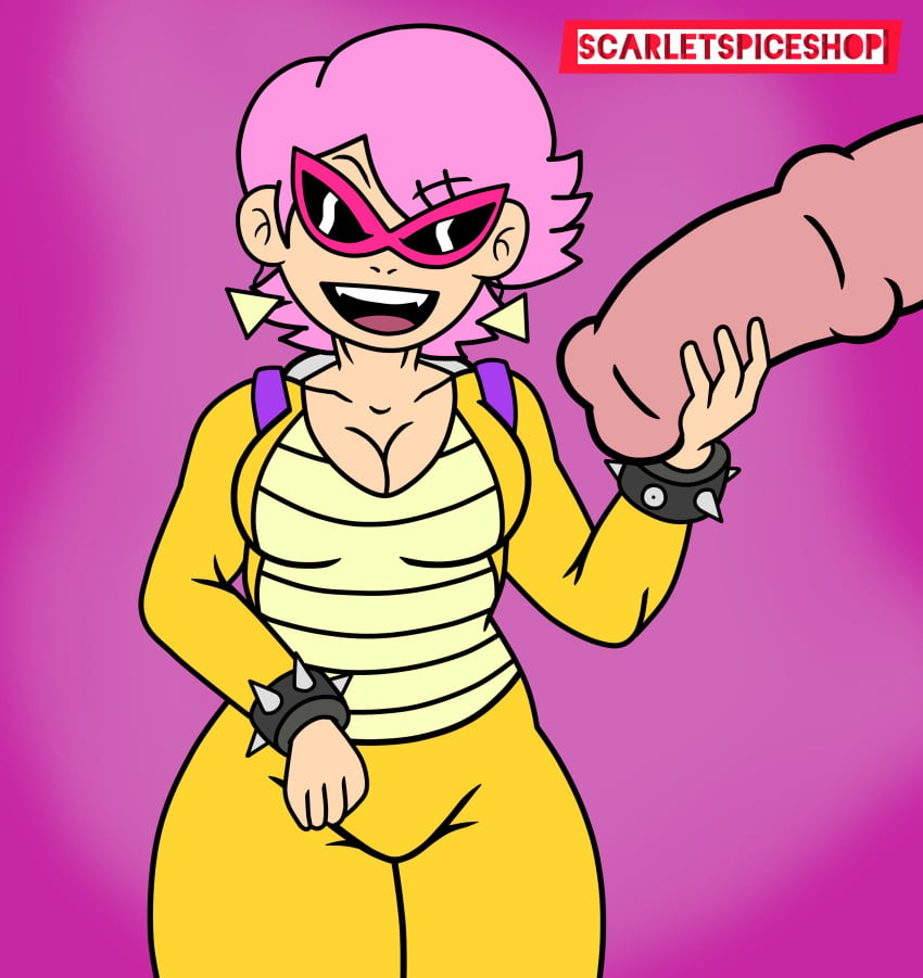 cosplay curvy earrings fangs handjob horsecock jumpsuit nintendo pink_hair roy_koopa roynette scarletspiceshop short_hair smug spiked_bracelet sunglasses thick_thighs tinted_eyewear zoophilia