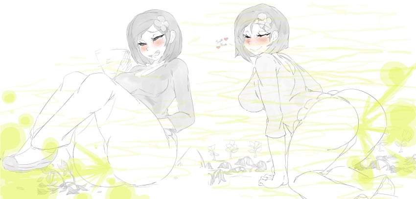 1girls aroma_lady_(pokemon) ass big_ass big_butt blush closed_eyes fart fart_fetish farting female flower flower_in_hair flowers lazei open_mouth pokemon rear_view shoulder_length_hair sketch solo_female uncolored viewed_from_behind wilting_flowers wilting_plants