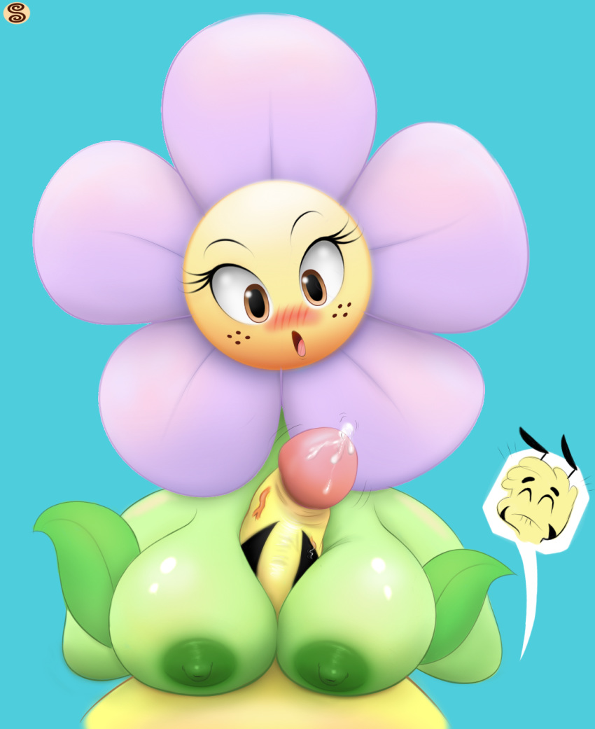 1boy 1boy1girl 1girls anthro arthropod bee big_breasts blush breasts character_request cum female flora_fauna floriaselle flower insect insects large_breasts looking_at_viewer male male_pov open_mouth paizuri penis plant pov sex straight swizzle