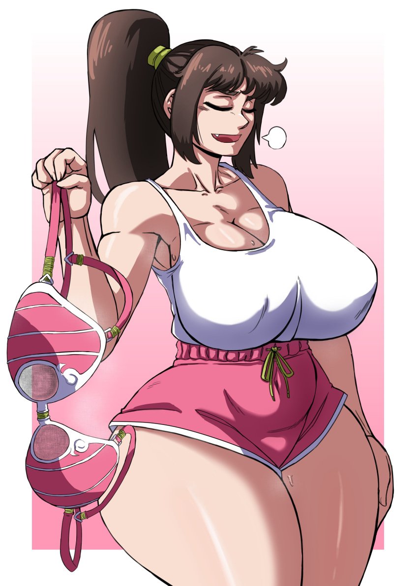 alternate_costume big_breasts charge_sol dolphin_shorts fatal_fury huge_breasts king_of_fighters mai_shiranui street_fighter_6 tank_top